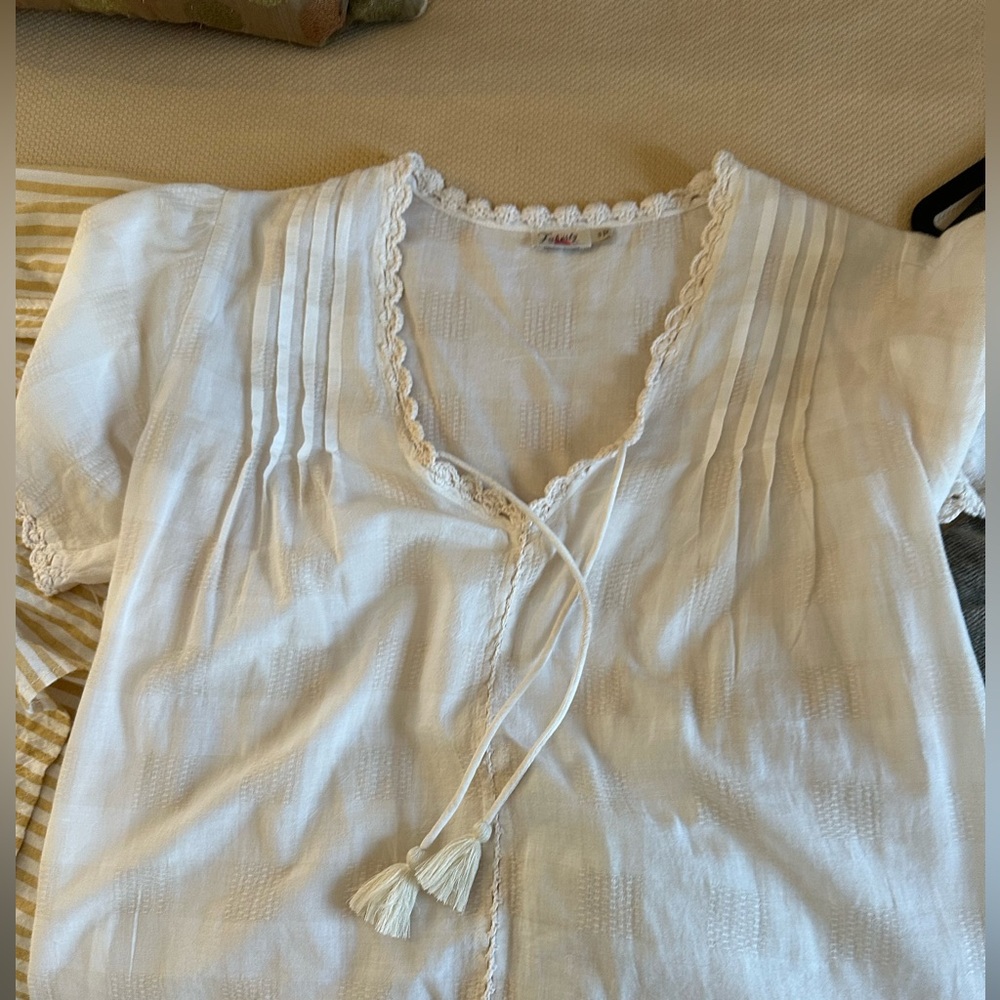 Faherty Tie Neck Blouse